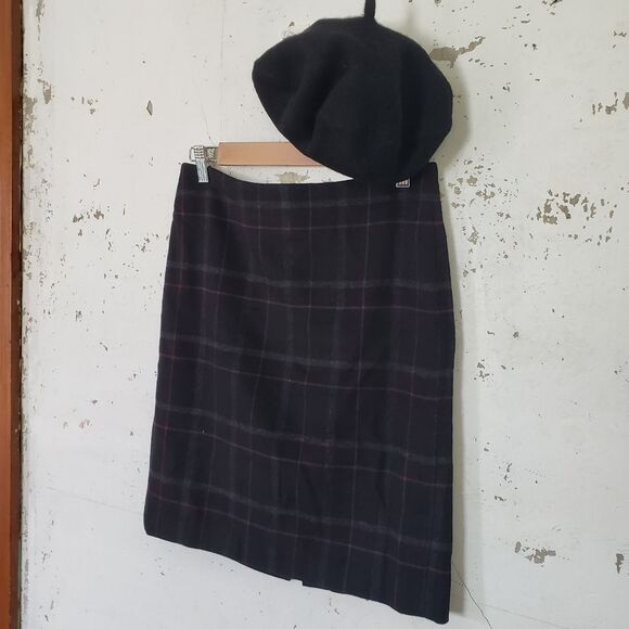 TALBOTS Women's Academia Career Wool Blend Midi Skirt Teacher Gray Pink 2 - Picture 1 of 9